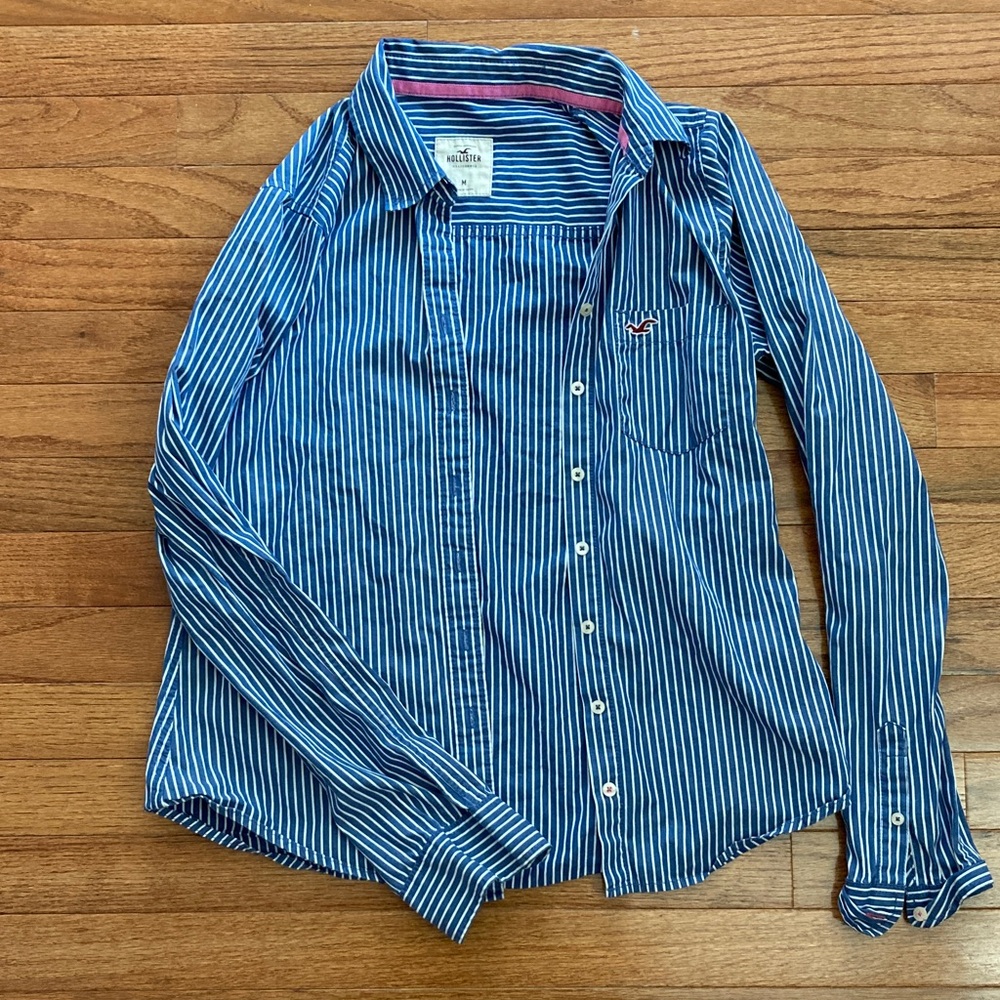 Hollister Blue Striped Button Down Shirt